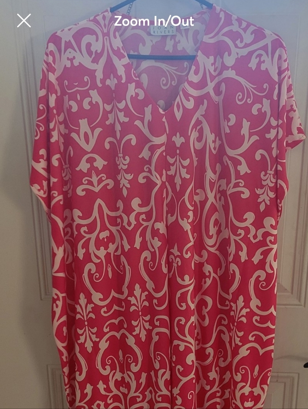 Joan Rivers Pink and Cream Scroll-Print V-Neck Tunic